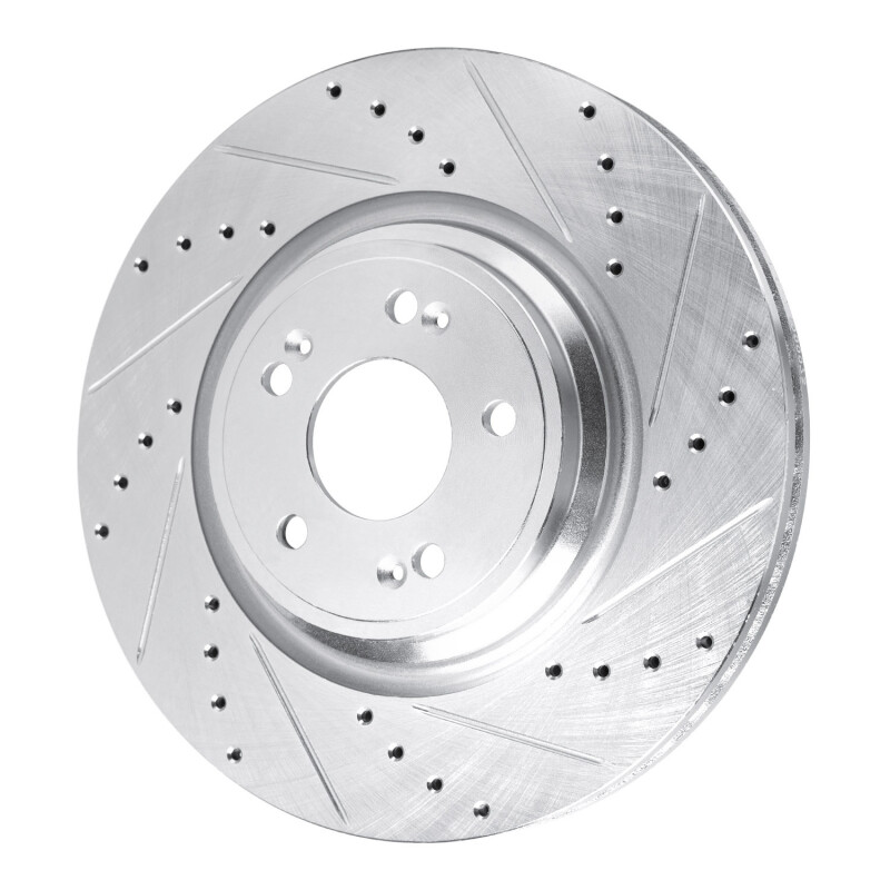 Genesis GV70 Brake Rotor (1) - Front Right - R1 Concepts - Drilled & Slotted - Silver - `21-`25